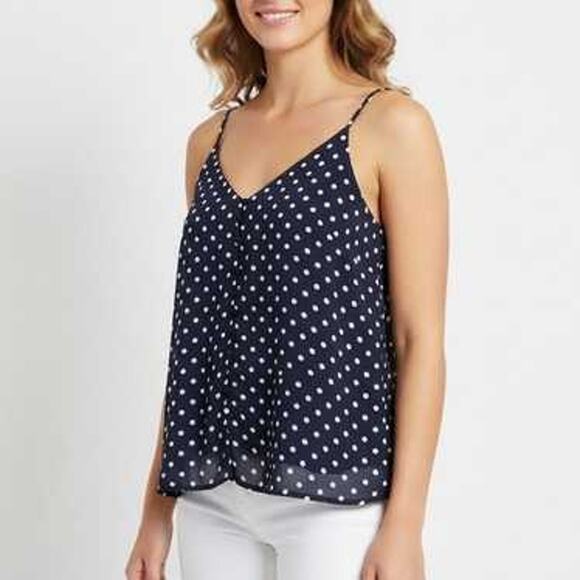 Sophie Rue Tops - Sophie Rue | Leisha White Polka Dots Button Front Cami | Size XS